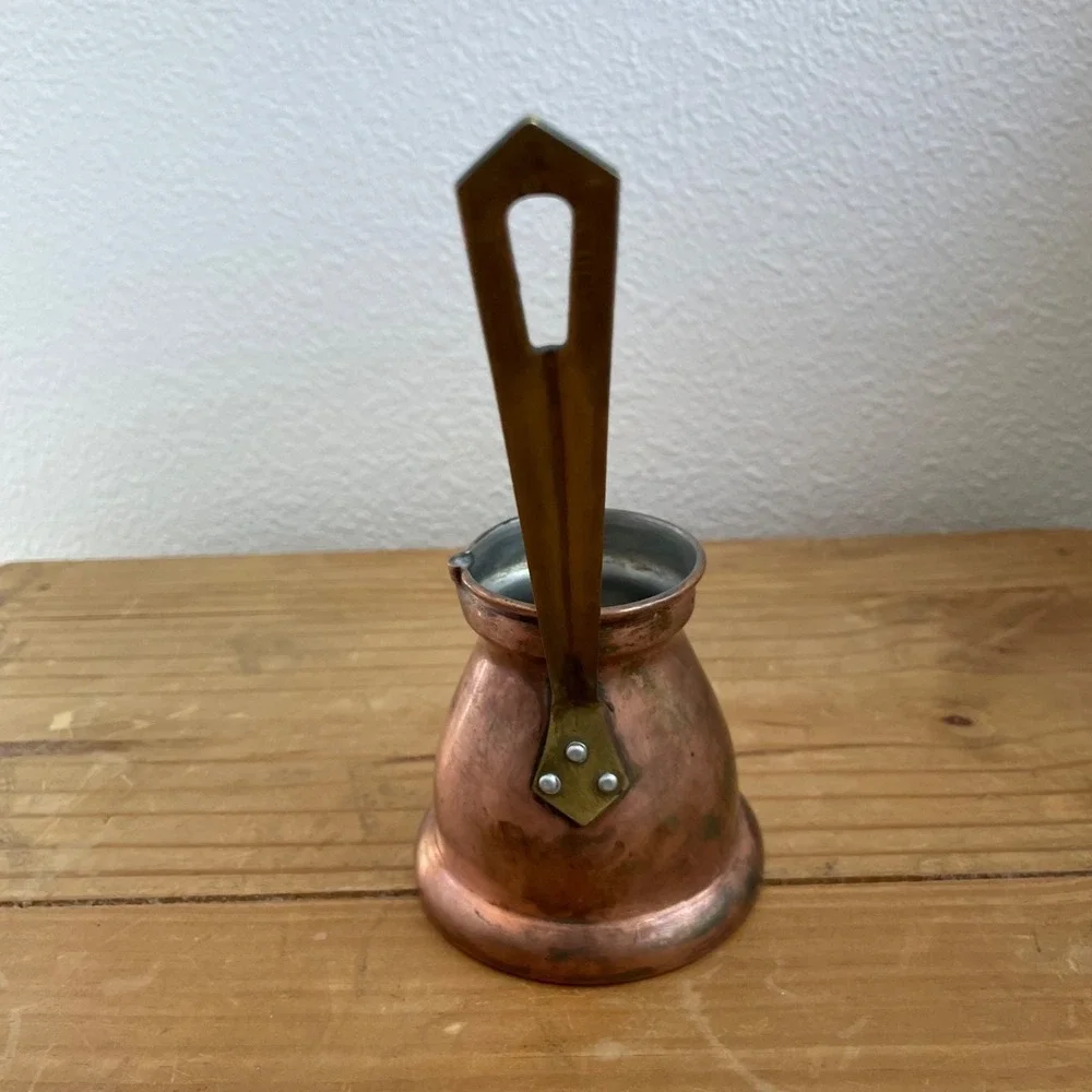 Vintage Copper Turkish Coffee Pot Cezve Ibrik Small Brass Handle Patina